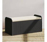 vidaXL Banc de Rangement avec Coussin, Coffre à Jouets, Meuble de Rangement, Organisateur de Jardin Terrasse Patio, Noir 365727