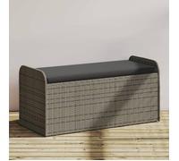 vidaXL Banc de rangement 115x51x52 cm avec coussin - Résine tressée Gris