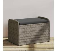 Banc de Rangement avec Coussin, Coffre à Jouets, Meuble de Rangement, Organisateur de Jardin Terrasse Patio, Gris Résine Tressée