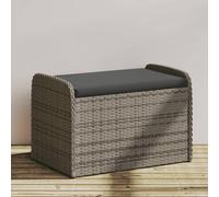 Banc de Rangement avec Coussin, Coffre à Jouets, Meuble de Rangement, Organisateur de Jardin Terrasse Patio, Gris Résine Tressée