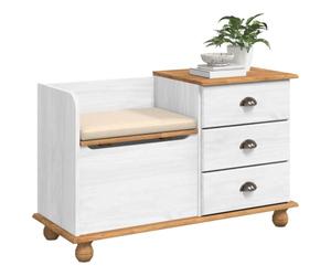 vidaXL Banc de Rangement avec tiroir ASKIM Blanc 100 x 39 x 62 cm | Un grand espace pour garder ton entrée bien rangée Range facilement tes chaussures,