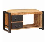 vidaXL Banc de Rangement avec Toile 80x35x40 cm en Bois Massif Brut de Mangue