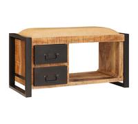 vidaXL Banc de Rangement avec Toile 80x35x40 cm en Bois Massif Brut de Mangue