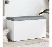 vidaXL Banc de rangement 82x42x45 cm Bois d'ingénierie avec coussin Blanc