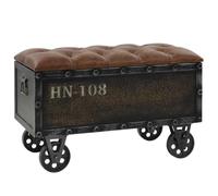 vidaXL Banc de rangement 245768 Bois massif (épicéa/MDF) et similicuir 80,5x41x50 cm Marron