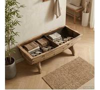 vidaXL Banc de rangement bois massif et tissu 103 x 51 x 44 cm Crème et marron