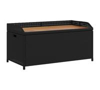 vidaXL Banc de Rangement, Coffre à Jouets, Meuble de Rangement, Organisateur de Jardin Terrasse Patio, Noir Résine Tressée et Bois d'Acacia