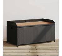 vidaXL Banc de Rangement, Coffre à Jouets, Meuble de Rangement, Organisateur de Jardin Terrasse Patio, Noir Résine Tressée 365949