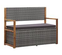 vidaXL Banc de Rangement Coffre de Rangement Coffre de Stockage Banc de Couloir Entrée Salon Maison 115 cm Résine Tressée Gris Bois d'Acacia