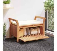 vidaXL Banc de rangement de jardin 126 cm Bois d'acacia avec coussin
