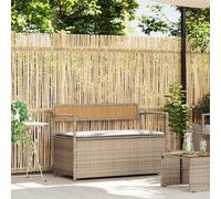 Vidaxl Banc De Rangement De Jardin Avec Coussin Beige Résine Tressée
