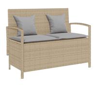 vidaXL Banc de Rangement de Jardin avec Coussin Beige résine tressée, Banc de Jardin, Banc de Jardin, Banc de Patio, Banc d'extérieur, Banc de Parc