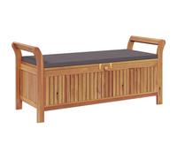 vidaXL Banc de Rangement de Jardin avec Coussin Bois d'acacia Gris 126x50x60cm