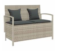 Vidaxl Banc De Rangement De Jardin Avec Coussin Gris Clair Polyrotin