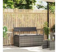 Vidaxl Banc De Rangement De Jardin Avec Coussin Gris Résine Tressée