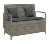 vidaXL Banc de Rangement de Jardin avec Coussin Gris résine tressée, Banc de Jardin, Banc de Jardin, Banc de Patio, Banc d'extérieur, Banc de Parc