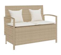 vidaXL Banc de Rangement de Jardin avec Coussin Beige résine tressée, Banc de Jardin, Banc de Jardin, Banc de Patio, Banc d'extérieur, Banc de Parc