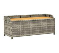 vidaXL Banc de Rangement de Jardin Coffre de Rangement d'Extérieur Banc de Rangement Stockage Arrière-Cour 120 cm Résine Tressée Gris