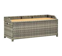 vidaXL Banc de Rangement de Jardin Coffre de Rangement d'Extérieur Banc de Rangement Stockage Arrière-Cour 120 cm Résine Tressée Gris