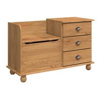 vidaXL Banc de Rangement d'Entrée Askim Marron Bois Massif 100X39X62 cm 3 Tiroirs Siège Moderne Confortable Mobilier de Maison Banc en Bois Contemporain Intérieur Organisation de Maison