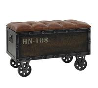 vidaXL Banc de Rangement en Bois Massif, Marron, 80,5x41x50 cm, Bois d’Épicéa & MDF avec Cuir Synthétique, Coffre Siège, 245768