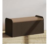 Vidaxl Banc De Rangement Et Coussin Marron 115x51x52 Cm Résine Tressée