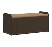 Vidaxl Banc De Rangement Et Coussin Marron 115x51x52 Cm Résine Tressée