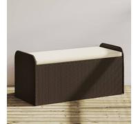 Vidaxl Banc De Rangement Et Coussin Marron 115x51x52 Cm Résine Tressée