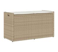 vidaXL Banc de Rangement extérieur Coussin Beige 100 cm résine tressée