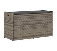 vidaXL Banc de Rangement extérieur Coussin Gris 100 cm résine tressée, Banc de Rangement de Jardin, Banc de Rangement extérieur, Banc extérieur avec Rangement