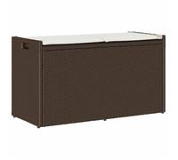 vidaXL Banc de rangement extérieur coussin marron 100cm résine tressée, banc de rangement de jardin, banc de rangement 4104061