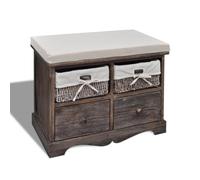 Vidaxl Banc De Rangement Marron 62x33x42 Cm Bois De Paulownia Marron