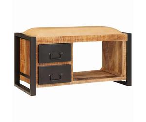 vidaXL Banc de Rangement Marron 80 x 35 x 40 cm | Un look industriel sympa qui se marie bien avec les espaces modernes, Vient avec deux tiroirs pour garder tes trucs en ordre,
