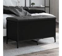 vidaXL Banc de rangement 835142 – Coffre de rangement avec coussin 82x42x45 cm bois d'ingénierie Noir