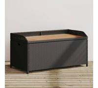 vidaXL Banc de Rangement Noir résine tressée et Bois d'acacia