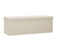 Vidaxl Banc De Rangement Pliable Blanc Crème Faux Lin Blanc