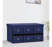 Banc de rangement pliable Bleu 76x38x38 cm Faux lin338815
