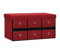 vidaXL Banc de rangement pliable – Faux lin 76x38x38 cm – Bordeaux