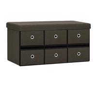 vidaXL Banc de Rangement Pliable Conteneur de Stockage Coffre de Rangement de Salon Entrée Couloir Maison Intérieur Marron Foncé 76x38x38 cm Faux Lin