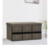 vidaXL Banc de rangement pliable Marron 76x38x38 cm Faux lin, Brun, faux lin (100 % polyester), MDF