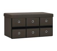 vidaXL Banc de rangement pliable Marron foncé 76x38x38 cm Faux lin