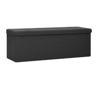 Vidaxl Banc De Rangement Pliable Noir Faux Lin Noir