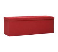 Vidaxl Banc De Rangement Pliable Rouge Bordeaux Faux Lin Rouge