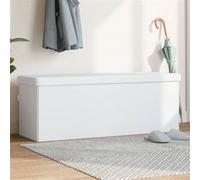 vidaXL Banc de Rangement Pliable, Siège avec Compartiment, Coffre de Rangement Salon Chambre à Coucher Couloir Entrée, Moderne, Blanc PVC Blanc G