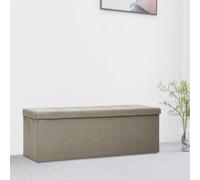 Vidaxl Banc De Rangement Pliable Taupe Faux Lin Gris