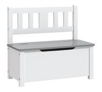 vidaXL Banc de Rangement pour Enfants Coffre de Rangement Banc de Stockage Chambre à Coucher Maison Intérieur Blanc et Gris 60x30x55 cm MDF