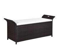 vidaXL Banc de jardin avec coussin 138 cm Résine tressée Marron 44182