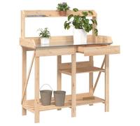 vidaXL Banc de rempotage 368431 – bois massif de sapin, étagères, rail et tiroir – marron