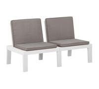 vidaXL Banc de salon de jardin avec coussin Plastique Blanc