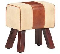 vidaXL Banc de Salon Repose-Pied de Couloir Tabouret de Salon Restaurant Bar Salle à Manger Maison Intérieur 38 cm Marron Toile et Cuir Véritable